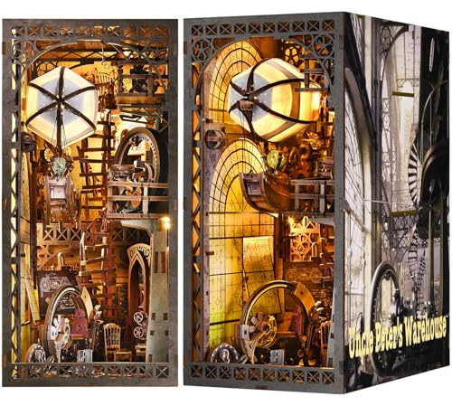 ETKVR Book Nook Kit - DIY 3D Puzzle Buchstütze Booknook Miniatur Puppenhaus | Miniatur Haus mit LED Licht, Modellbausätze Bücherregalen Dekoration Kreative Geschenk für Erwachsene
