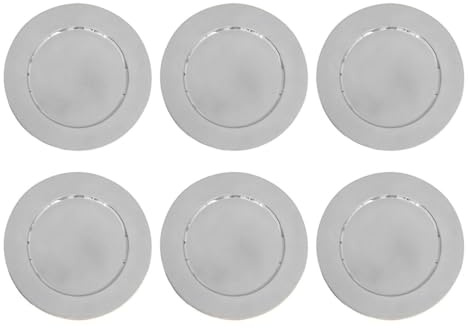 YöL Christmas Charger Plates Set of 6 – Festive Silver Decorative Table Setting Plates for Holiday Dining, Parties, Weddings, Buffets and Seasonal Entertaining, Durable Reusable 33cm Plastic