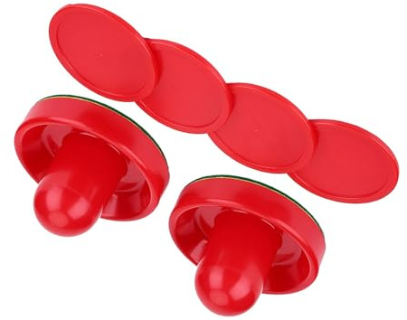 HERCHR Mini Air Hockey Pucks and Paddles Air Hockey Pushers Pucks Goal Handles Paddles Red Replacement Accessories for Game Tables (60mm)