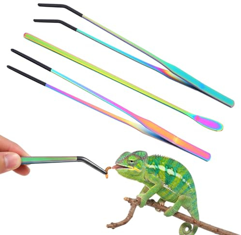3 Stück Edelstahl Aquarium Pinzettes Lang mit Gummispitze, Futterpinzette Reptilien, 25cm Gerade Pinzette und 26.5cm Gebogene Futterzange Set, 22.7cm Fütterlöffel, Wasserpflanzeories