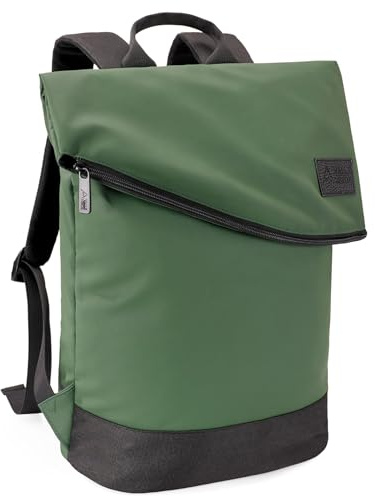 Valle Verde MALAGA Laptop Rucksack 16L Rolltop Grün – Wasserabweisender Business- und Tagesrucksack mit 15,6 Zoll Laptopfach, Reiserucksack für Damen und Herren, 41 × 33 × 12 cm