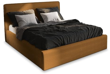 Masseno Polsterbett Parma 200x200 cm, Doppelbett, Bettkasten, Stauraum, Lattenrost Und Kopfteil - Gelb, Lincoln 48