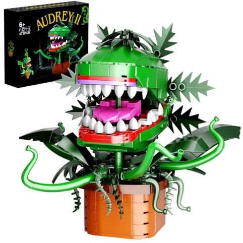 Audrey II Piranha Pflanze Bausatz Spielzeug,Botanicals Bonsai Blumen | Kannibale mit aufklappbarem Mund Sammlerstück Geschenk für TV-Fan Freund Geburtstag Weihnachten(471 Teile)