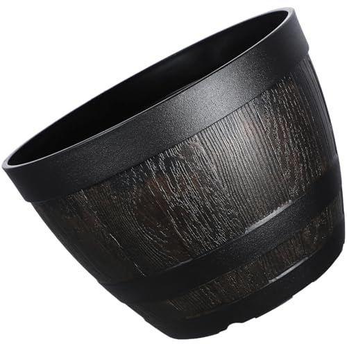 Abaodam Vintage Large Capacity Plastic Planting Barrel Pot for Garden and Outdoor Use, Faux Wooden Planter with Unique Retro Style and Sturdy Decoration, Not Easy to Fade