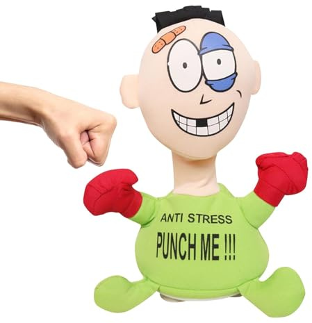 BAInuai Punch Me Stoffpuppe Schlag Mich Schreiende Puppe Weiches Plüsch Stressspielzeug mit Saugnäpfen Nachdem Man Geschlagen Wurde Stoffpuppe Stress Spielzeug Ideal Zum Abbau Von Stress (Green)