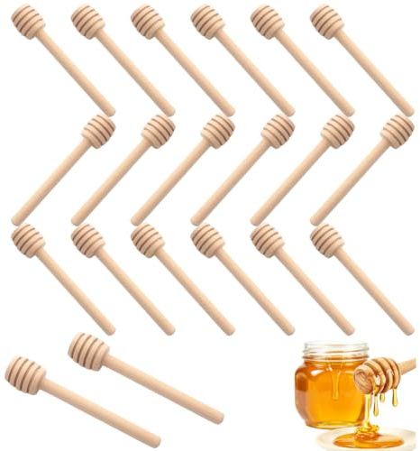 20 Pcs Honey Spoon, Mini Wooden Honey Dipper Sticks 8cm for Honey