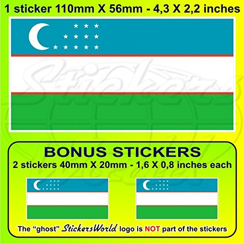 Vinyl-Aufkleber USBEKISTAN USBEKISTAN USBEKISTAN Flagge Usbekistanische Flagge 110 mm x 1 + 2 Bonus