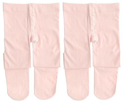 Dancina Mädchen Ballett Strumpfhose Ultra-Stretch Mikrofaser (Sticker S, 104-122) Rosé-Apricot x2