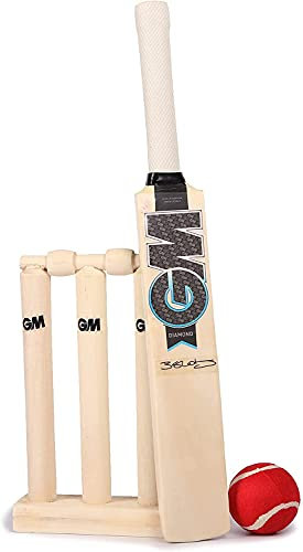 Gunn & Moore Kinder GM Mini Wooden Cricket Set Ben Stokes Diamond Range Indoor/Outdoor, blau/weiß, Suitable for Toddler Boys & Girls Age 2, 3 & 4