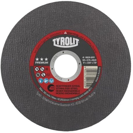 Tyrolit 34332801 Premium Trennscheibe, 41, A60R-BFP, 125 x 0.75 x 22.23 mm, 25 Stück
