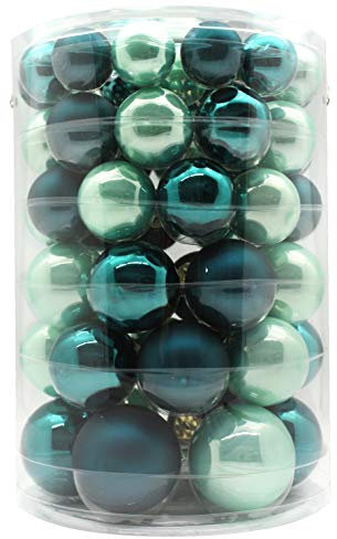 Inge-glas Kugeldose 60tlg Weihnachtskugeln Kugelbox Farben Baumschmuck Kugeln (Green Emerald, 60-Teilig)