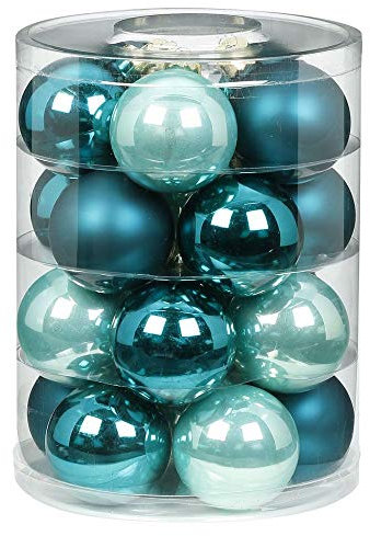MAGIC Weihnachtskugeln Glas 6cm 20 STK. Christbaumkugeln Farbe: Green Emerald (Mint dunkel türkis meerblau)