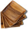 WRIGHTMART Acacia Wooden Plates – Set of 4, 10 Inch Square Rustic Wood Platters – for Food, Dining, BBQ Parties & Picnics, Durable, Handcrafted to Last, Joint Free, Continuous Beautiful Grains