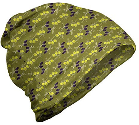 ABAKUHAUS Olive Unisex Beanie, Organisch Gesundes Blatt Foods, Wandern im Freien, Kitz und Dunkelviolett