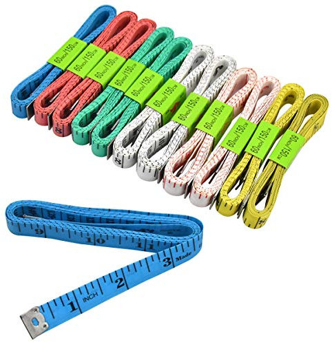 12 Stücke Massband Weiche, Maßband Körper, Schneiderbandmaß, Maßband Nähen, Bandmaß für Nähen Lineal Schneidern Messwerkzeug, 150 cm 6 Farben