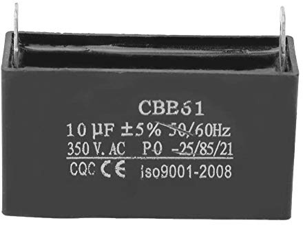 CBB61 kondensator, fläktmotor start plastkondensator 350 VAC 10UF -5 % 50/60 Hz 2 stift för bekväm anslutning