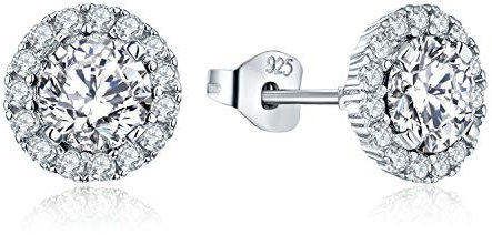 JO WISDOM Ohrstecker Silber 925 Damen Runde Ohrringe Stecker mit 3A Zirkonia Kristall April Geburtsstein,Schmuck für Frauen
