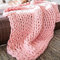 Blanket,Grob Gestrickte Kuscheldecke, Grobe Strickdecke Wolle Garn Super Große Handgewebte Decke, Sofa Decken Yoga Matte Teppich Große Weiche, Haustier Bett Stuhl Sofa,Babypink,100 * 200cm