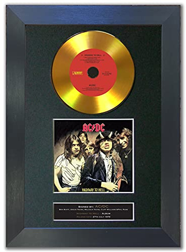 ACDC Highway to Hell Gold Disc Album CD Signed Autograph Mounted Repro Wall Art A4#150