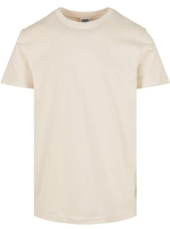 URBAN CLASSICS Stretch T-Shirt with Round Neckline, Basic Tee with Figure-Hugging Cut, Short-Sleeve Elastic Men's T-Shirt, Regular Fit, 100% Jersey Cotton, Colour: Whitesand, Size: XL