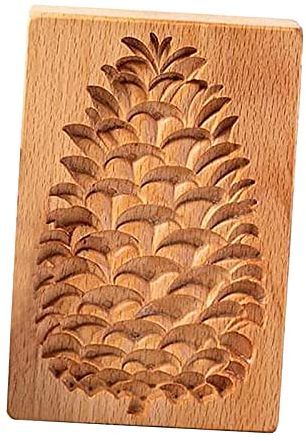 Oshhni Handgemachte Roman Geschnitzte Plätzchenform Ausstecher Kuchen Backen Holz Lebkuchen Shortbread Formen Küchenzubehör, Tannenzapfen