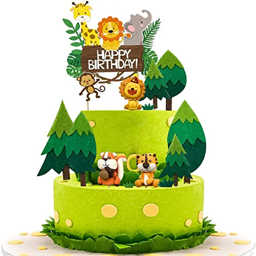 13 Stück Forest Animals Cake Decoration Toppers, Animal Theme Cake Decorations, Jungle Animals Cake Decorations, Jungle Geburtstag Dschungel Kuchen, Jungle Animal Cupcake Toppers