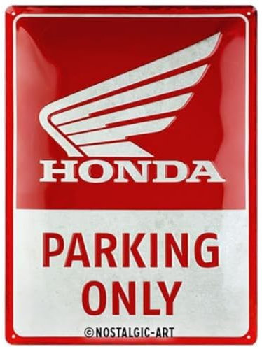 Nostalgic-Art Plaque vintage, Honda MC – Parking Only – Idée de cadeau pour motards, en métal, Design rétro pour la décoration, 30 x 40 cm