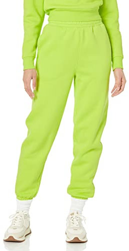 Amazon Essentials Pantaloni da Jogging a Vita Alta vestibilità Comoda (Disponibili in Taglie Forti) Donna, Verde Lime, XL