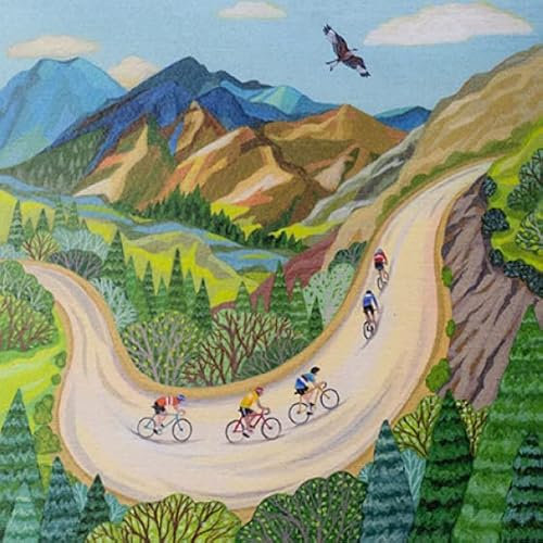 Paperlink Offene künstlerische Grußkarte – Radfahren – atemberaubende Berg-Illustration – aus der Skylark Reihe – geeignet für Geburtstage für Sie und Ihn