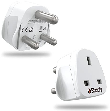 South Africa Power Adapter 2 Pack, Grounded Type M Adapter Plugs for South Africa,Travel Adapter UK To South Africa Fits Type G to South Africa Type M for Appliances under 250 V