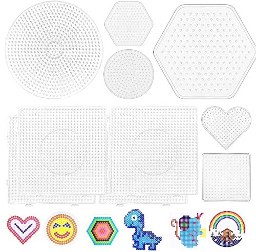 LETTERASHQP 10 pièces Ensemble de Planche de Perles,Kit Perles a Repasser,Plaque Perle a Repasser,Support Perles à Repasser, Création de Bijoux, Décorations Faites Maison et Plus