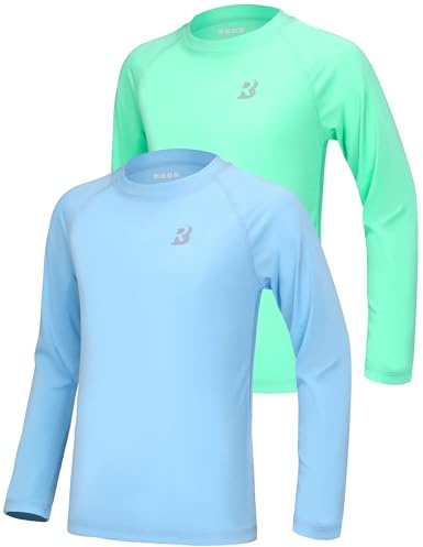 Roadbox Boys Rash Guard Swim Shirt UPF 50+ Long Sleeve Sun Protection Shirts, Kids UV Athletic Beach Quick Dry Rashguard