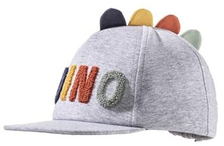 Sterntaler Basecap Dino - Jungen Baseball Cap elastisch mit Gummizug- Sommer Basecap mit festem Schirm und 3D Dino Zacken - sportive Baby und Kinder Schirmkappe, silber melange, Größe 49