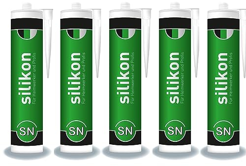 Bau- & Fenster-Silikon 310 ml Kartusche weiß, Innen/Aussenbereich, Dichtstoff für Anschluss- und Dehnungsfugen, wasserdicht, UV- und witterungsbeständig (5)