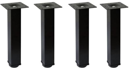 Jahof Lot de 4 pieds de table carrés réglables en métal pour la maison et le bureau (noir, 30 cm)
