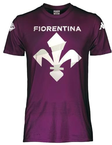Generico T-Shirt Fiorentina Viola Giglio Bianco Maglia di Cotone Prodotto Ufficiale Kappa Taglie da Adulto e da Bambino (6 ANNI-116 CM)
