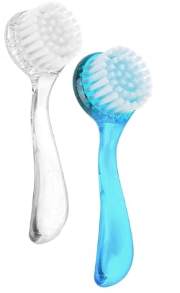 Juego de 2 cepillos faciales para limpieza, pequeños cepillos exfoliantes manuales para limpieza facial, spa y eliminación de maquillaje, cepillos de limpieza con infusión de carbón, ideales para