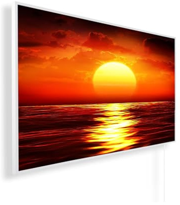 Könighaus Bild Infrarotheizung 130 Watt - Thermostat - 1-3 m² | Motiv: Sonnenuntergang, TÜV SÜD, 5 Jahre Garantie, Infrarot Wandheizung