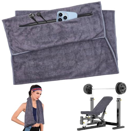 AIVORO Fitness Handtuch 120x50cm Sport Handtuch Gym Mikrofaser Sporthandtuch Fitnessstudio Mit ReißVerschluss Tasche SaugfäHig Trainingshandtuch FüR Sport Gym Yoga Und Training