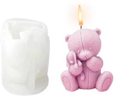 OTKARXUS Bear Candle Mould, 1PC Cute Teddy Bear Silicone Candle Making Mold, Epoxy Casting, Fondant Soap Making, Home Decoration