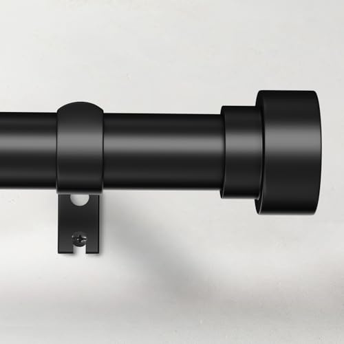 Time Forest Black Curtain Rods for Windows 32 to 120 Inch (2.6-10 Feet), 1 Inch Diameter Adjustable Heavy Duty Curtain Rod, Modern Style Indoor Outdoor Long Window Drapery Rods with End Caps