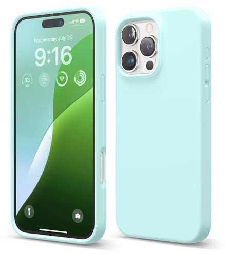 elago Liquid Silicone Case for iPhone 16 Pro Max | Full Body Protection, Shockproof, Slim Phone, Anti-Scratch Soft Microfiber Lining (Aqua Sky)