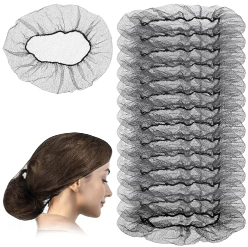 Schwarze Haarnetze aus Nylon für Lebensmitteldienstmitarbeiter, elastisches Netz-Haarnetz für Haarknoten, Haarnetze zum Tanzen, Schlafen, unsichtbare Haarnetze für Damen und Herren, 50 Stück