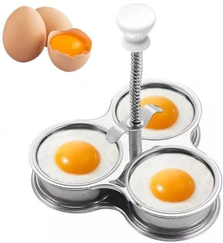 Egg Poacher Pan, Stainless Steel Poached Egg Cooker, Poached Egg Maker, 3 Poached Egg Cooker Cups Nonstick Easy Use Rust Home Kitchen Breakfast Brunch Cooktop Egg Poacher