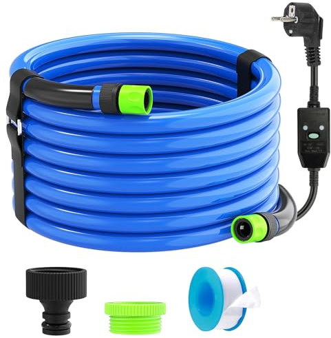 XDOVET Tuyau d'eau chauffé pour camping-car,Tuyau d'eau potable chauffé avec protection antigel jusqu'à -42,7 ℃,Kit de raccordement rapide 5/8 pouces de diamètre intérieur,Longueur 15 ft (4,6 m)
