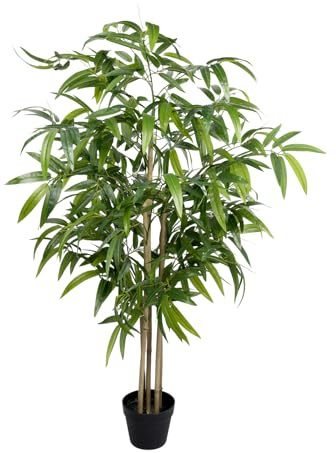 Artificial Bamboo Tree, 5 ft Fake Tree, Faux Silk Plant with Pot, Fake Plants for Home Office Indoor Outdoor Decor, 5 Natural Bamboo Trunks