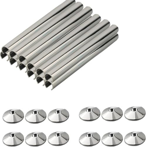 12Pcs Radiator Pipe Covers Set, Universal 15mm Pipe Collars Radiator Pipe Covers and 15mm x 200mm Chrome Radiator Pipe Collars Cover, for Most Radiator Pipe,Easy to Install