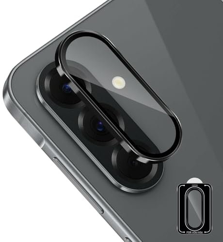 Locofun Caméra Arrière Protecteur pour Samsung Galaxy A36 / A56 5G, Dureté 9H Protection Objectif Caméra, Anti Rayures Ultra Résistant Film Verre Trempé-Noir