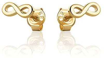9 Karat 375 Gold Ohrstecker Kleine Infinity Unendlichkeit Gelbgold Zeitlose Eleganz Damen Ohrringe