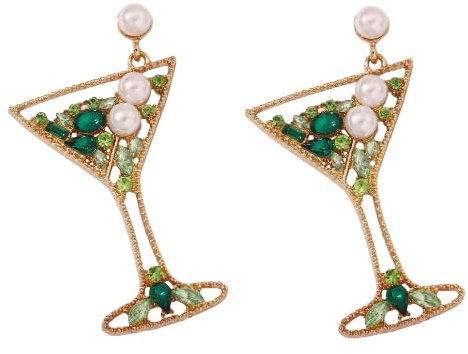 Modische Weinglas Ohrringe für Damen - Obst und Champagner Design Tropfen Pfosten - Perfekt für Partys